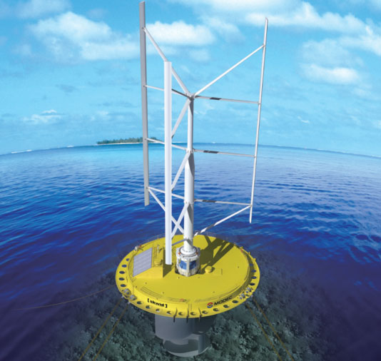 SKWID - hệ thống tua-bin khai thác đồng thời năng lượng gió và hải lưu của Nhật