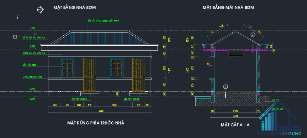 Bản vẽ thiết kế chi tiết nhà bơm PCCC